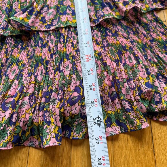 Boden Women's 6L Tall Floral Long-Sleeve Tiered Plisse Skirt Mini Dress - Picture 11 of 16